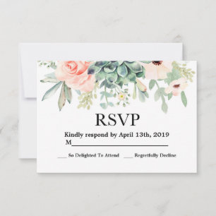 Carte de mariage des Succulents RSVP