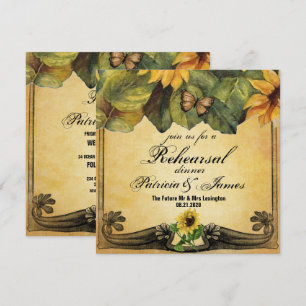 Carte de Mariage des tournesols d'or