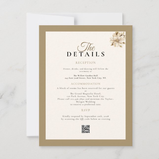 carte de mariage détails LUXE rustique classique b (Devant)