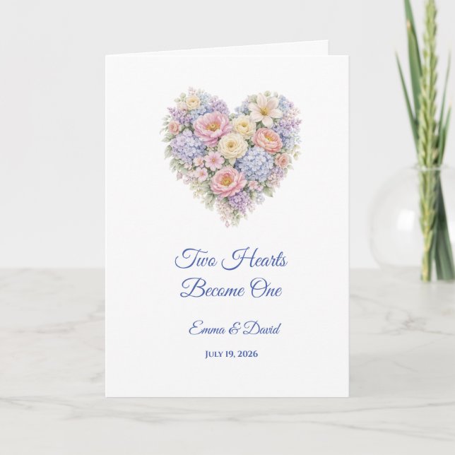 Carte de Mariage Deux Cœurs Deviennent Un (Devant)