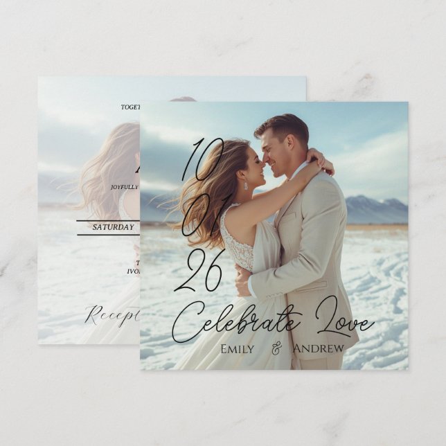 Carte de mariage d'hiver personnalisée simple mode (Devant / Derrière)