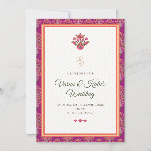 Carte de mariage Digital Desi & invitation de mari (Devant)