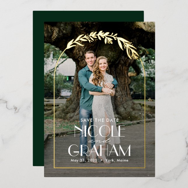 Carte de Mariage "Dreamy Frame FOIL" pour annoncer (Recto/Verso)
