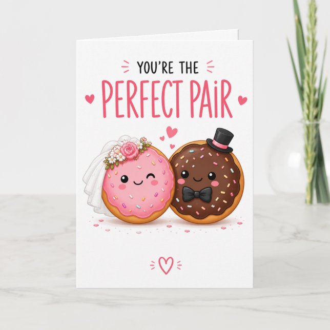 Carte de mariage drôle Donut – Nourriture mignonne (Devant)
