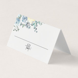 Carte de Mariage Dusty Blue Floral Greenery