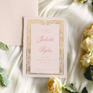 Carte de mariage "Dusty Pink" en faux papier métal
