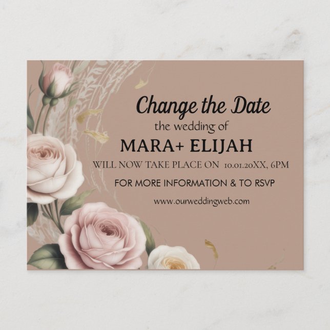 Carte de mariage Élégant Changement de Date (Devant)