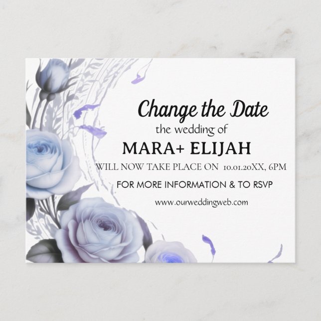 Carte de mariage Élégant Changement de Date (Devant)