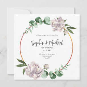 Carte de mariage élégante avec cadre de verdure