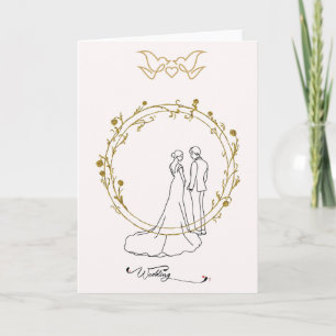Carte de mariage élégante avec couple de mariés &