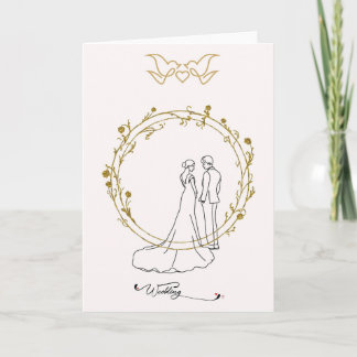 Carte de mariage élégante avec couple de mariés &
