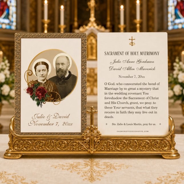 Carte de mariage élégante en or St. Zélie & Louis  (Créateur téléchargé)