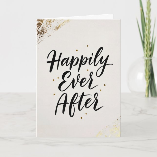 Carte de Mariage en Calligraphie avec Accents Doré (Devant)