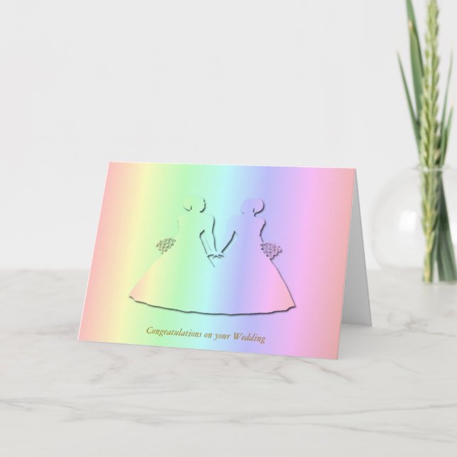 Carte de mariage en pastel d'arc-en-ciel pour des (Devant)