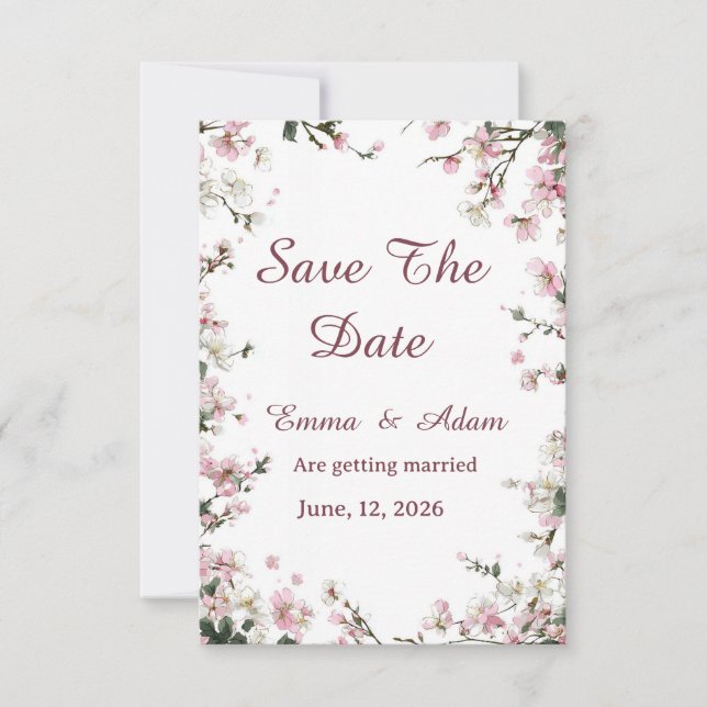 Carte de mariage| Fleur de pastel doux pour annonc (Devant)