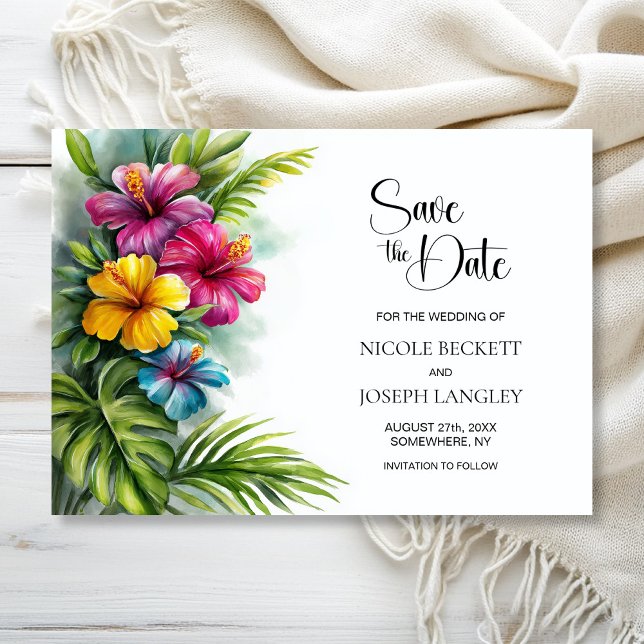 Carte de mariage Fleurs d'Hibiscus Tropical à envo (Créateur téléchargé)