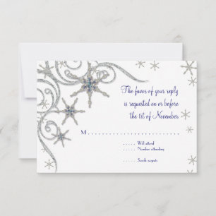 Carte de mariage Flocons de neige d'hiver Joyaux e