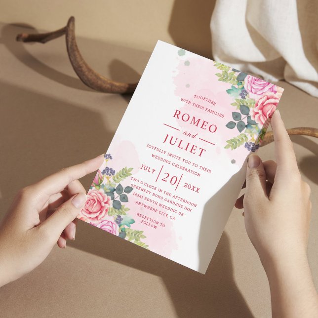 Carte de mariage florale aquarelle du jardin d'été (Créateur téléchargé)