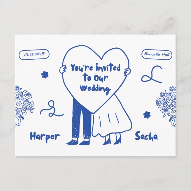 Carte de mariage florale élégante  (Devant)