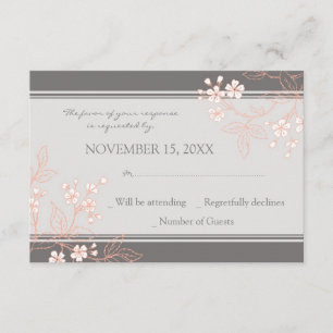 Carte de mariage florale grise de corail de RSVP