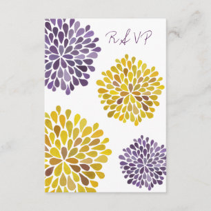 Carte de mariage florale jaune pourpre de fleurs