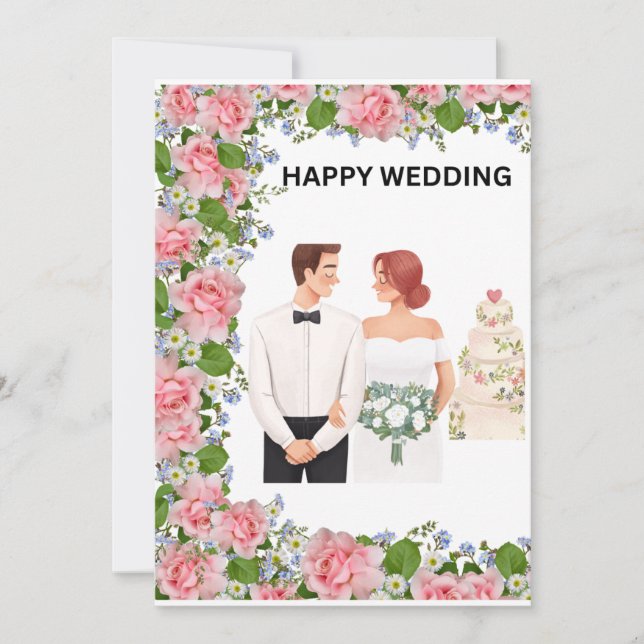 Carte de mariage florale pour les jeunes mariés ro (Devant)