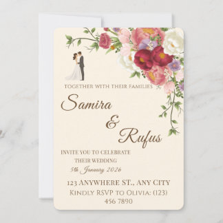 Carte de Mariage Florale Romantique