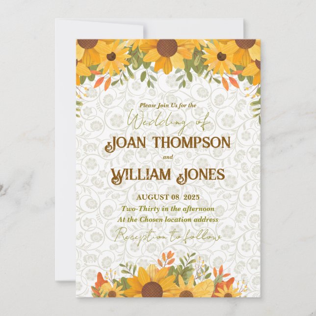 Carte de mariage florale simple (Devant)