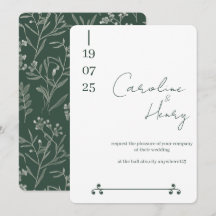 carte de mariage florale vert sauge