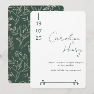 carte de mariage florale vert sauge