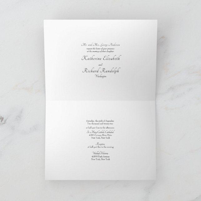 Carte de mariage formel blanc pour les parents de  (Intérieur)