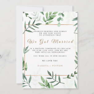 Carte de Mariage Fuite 10a Feuilles Aquarelle
