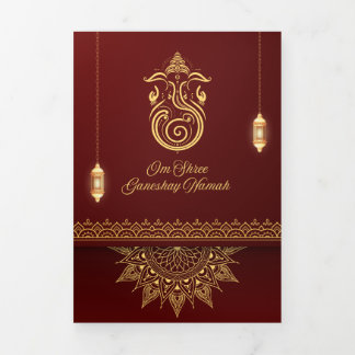 Carte de mariage indien traditionnel | plié en 4 p