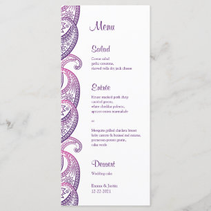 Carte de Mariage indienne Purple & Pink Paisley