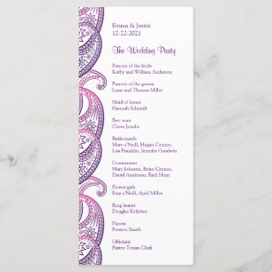 Carte de Mariage indienne Purple & Pink Paisley