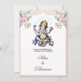 Carte de Mariage Indienne Traditionnelle Florale G