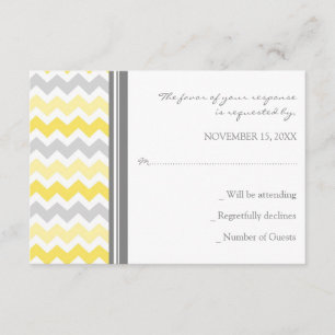 Carte de mariage jaune grise de Chevron RSVP