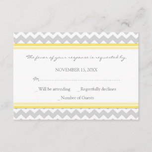 Carte de mariage jaune grise de Chevron RSVP