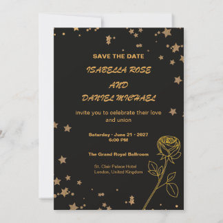 Carte de mariage Luxe Or pour annoncer la date