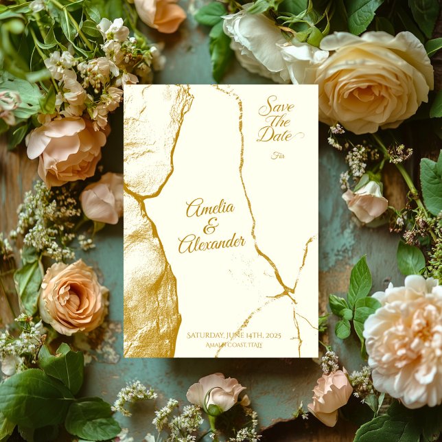 Carte de mariage 'Luxury Gold Marble Save the Date (Créateur téléchargé)