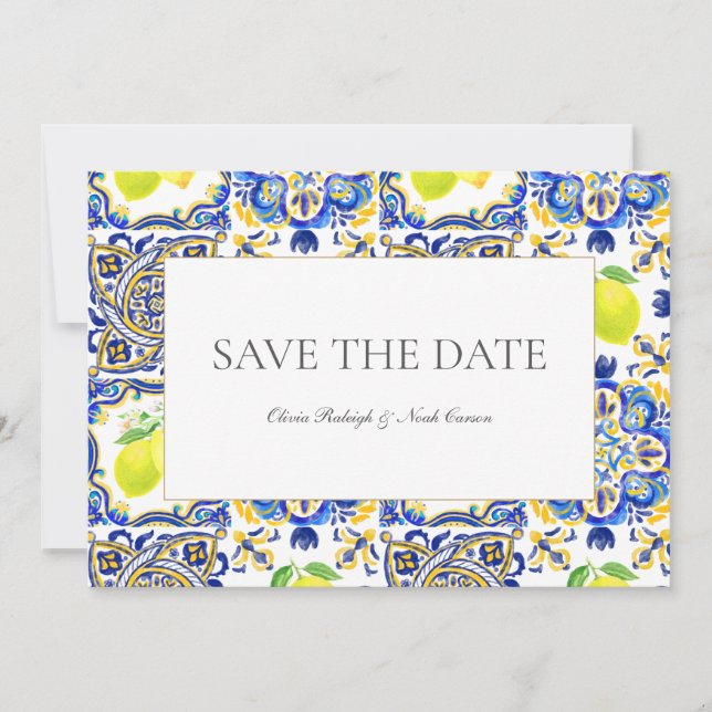 Carte de mariage Méditerranée Lemon Save The Date (Devant)