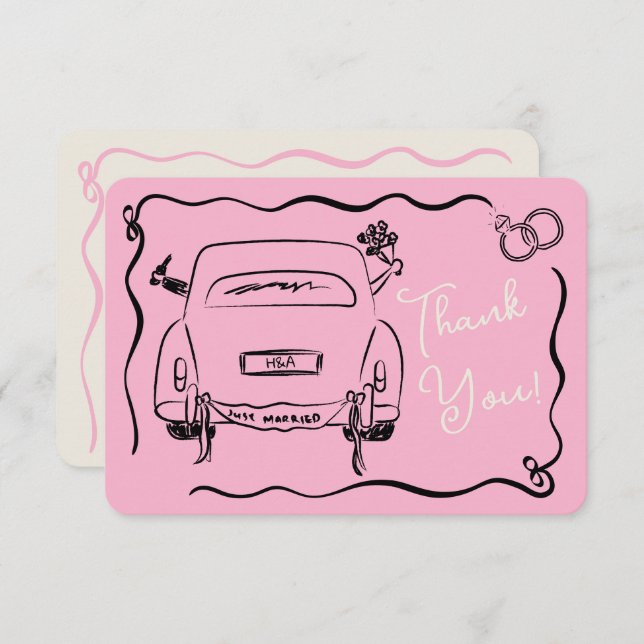 Carte de Mariage Merci (Devant / Derrière)