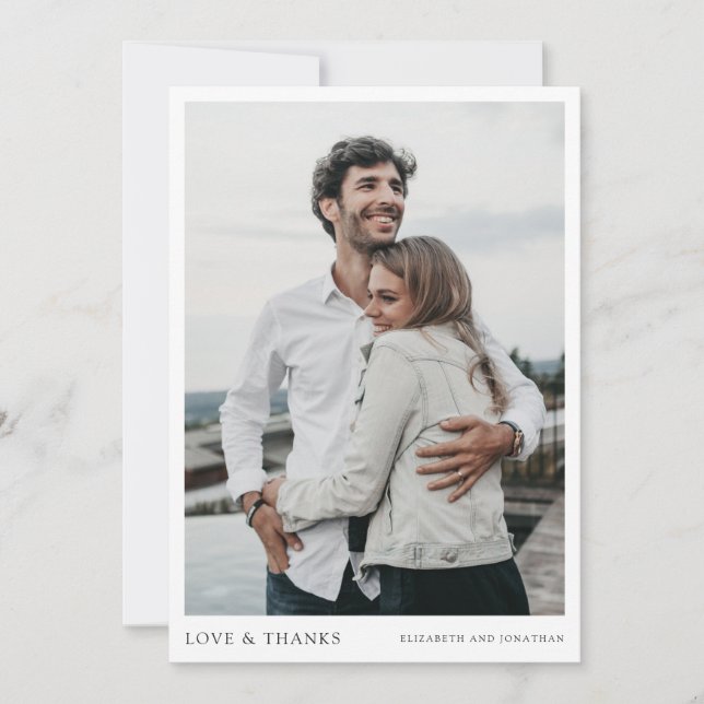 Carte de Mariage Merci photo moderne simple (Devant)