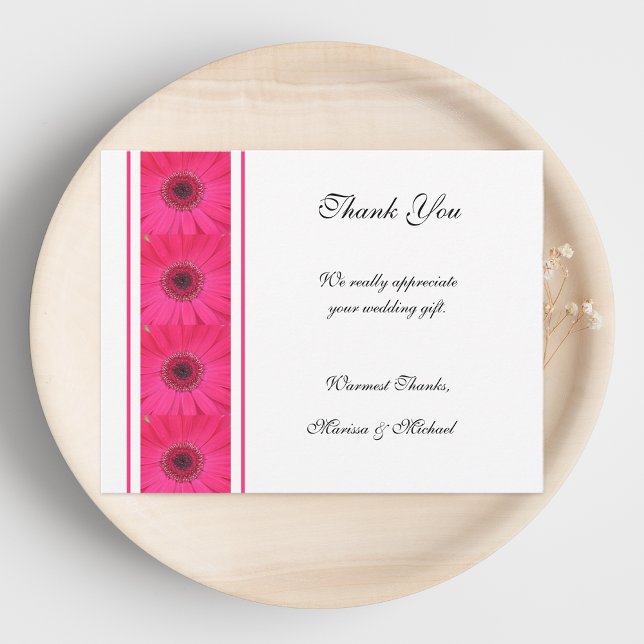 Carte de Mariage Merci rose Gerbera Daisy (Créateur téléchargé)