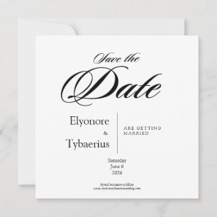 Carte de mariage minimale en noir et blanc pour an