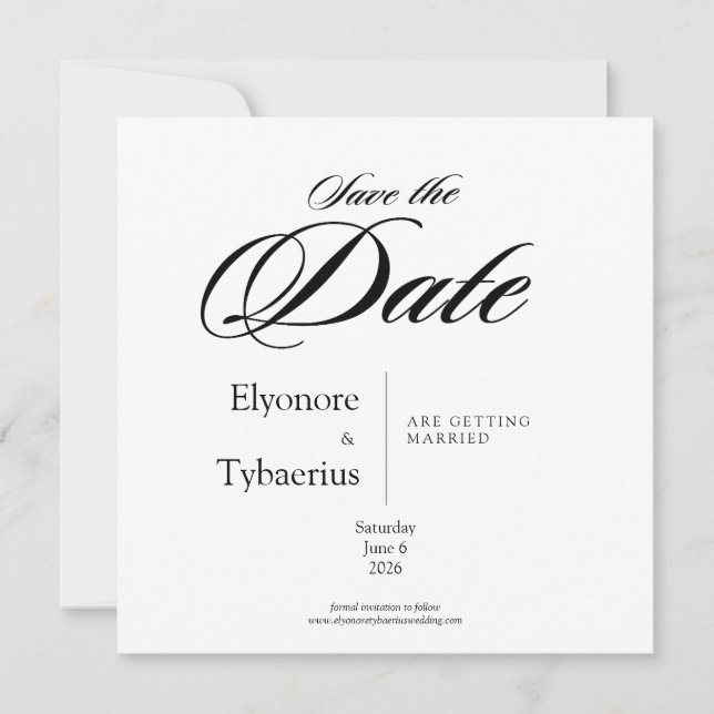 Carte de mariage minimale en noir et blanc pour an (Devant)
