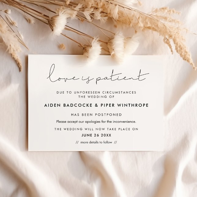 Carte de mariage Minimalist Love est patiente (Créateur téléchargé)