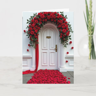 Carte de mariage minimaliste avec arche de roses
