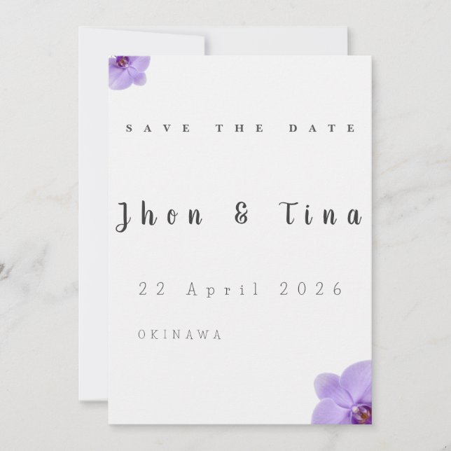 Carte de mariage minimaliste florale pour annoncer (Devant)