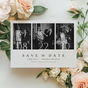 Carte de mariage minimaliste multi-photo